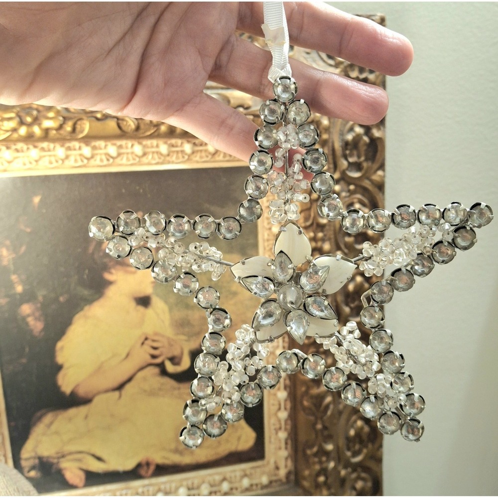 Handmade Beaded‎ 4 Crystal Star & 4 Snowflake Christmas Ornaments Set Of 8